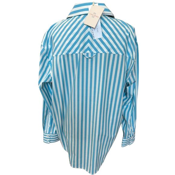 New ~ CASA CABANA ~ Bethany Short Stripe Shirt Size M FALL Nordstrom OVERSIZED - Picture 5 of 7